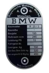 BMW R25/3 Nameplate