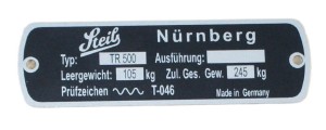 Steib TR500 Tabliczka znamionowa
