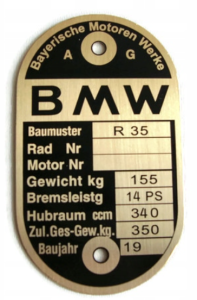 BMW R35 Nameplate